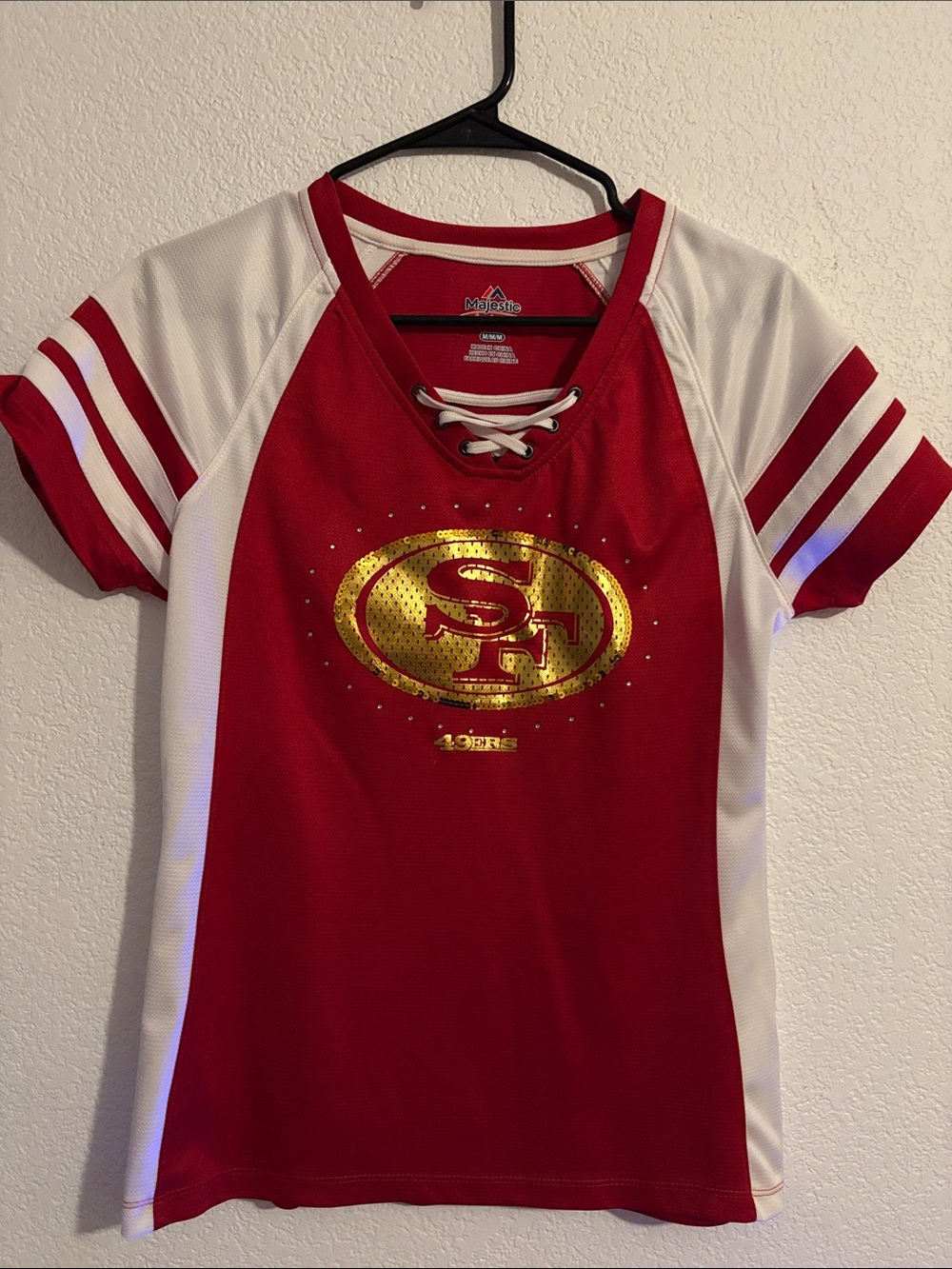 Majestic Red & White Lace-Up San Francisco 49ers Girls Jersey